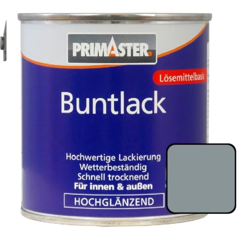 Primaster Buntlack 125ml Silbergrau Hochglänzend Wetterbeständig Holz & Metall von Primaster