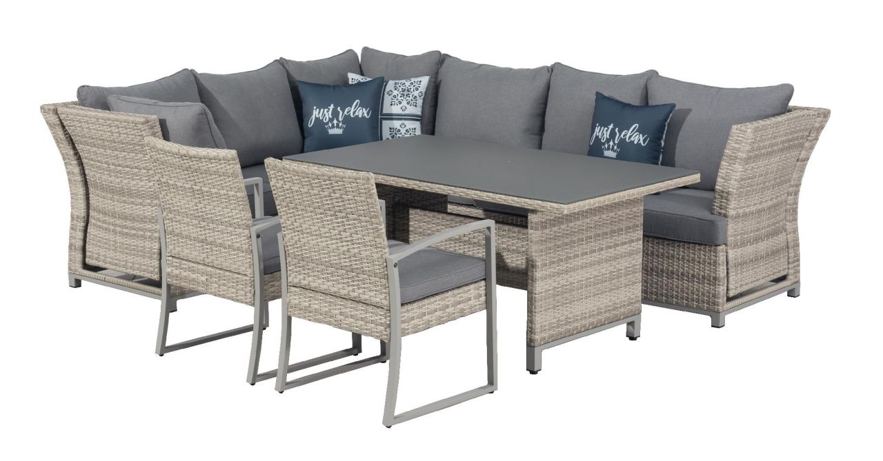 Primaster Dining Lounge Möbelset Tulum inkl. All-Wetter Kissen, 3-in-1 von Primaster