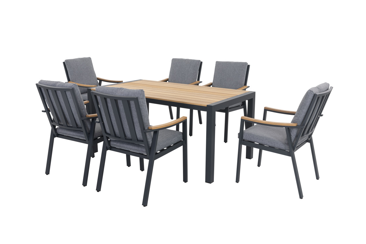 Primaster Dining Möbelset Eukalyptus Shanghai 7-teilig mit Tisch und Stühlen von Primaster