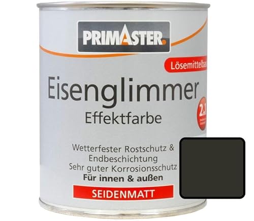 Primaster Eisenglimmer-Lack 750ml Seidenmatt Schwarz Rostschutz Endbeschichtung von Primaster