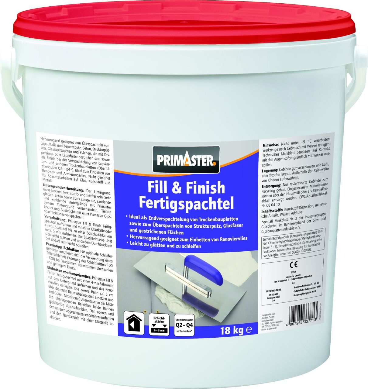 Primaster Fertigspachtel Fill & Finish 18 kg von Primaster