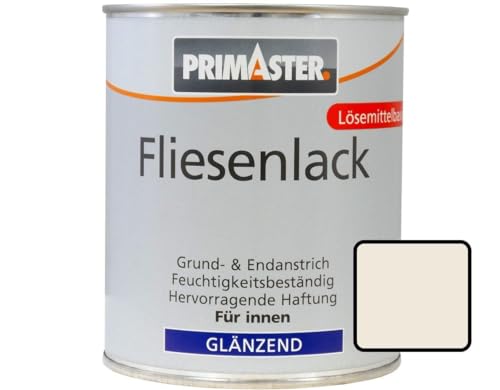 Primaster Fliesenlack 750ml Cremeweiß Glänzend Fliesenfarbe Wandfliesen von Primaster