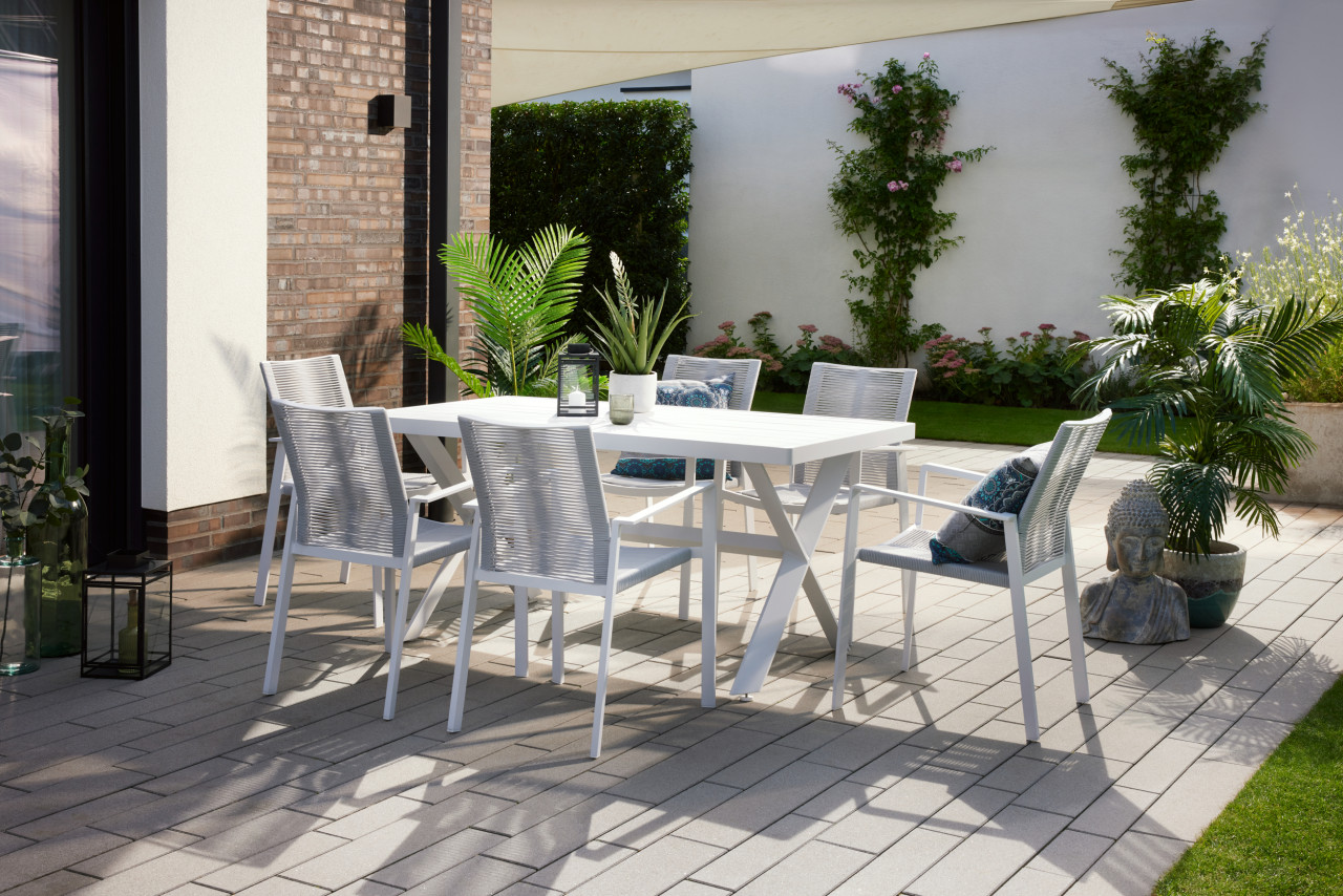 Primaster Garten-Essgruppe Santorini 6 Personen Aluminium/Seil Primaster Garten-Essgruppe Santorini 6 Personen Aluminium/Seil von Primaster
