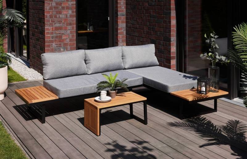 Primaster Gartenlounge-Bank Primaster Gartenmöbel-Set Vulcano Holz/Aluminium, Witterungsbeständig von Primaster