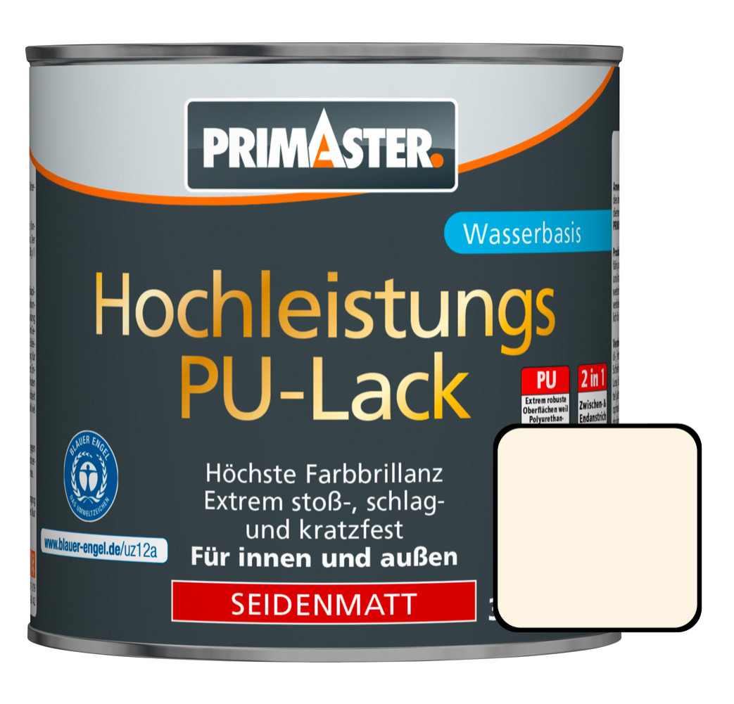 Primaster Hochleistungs-PU-Lack RAL 9001 2 L 2in1 cremeweiß seidenmatt von Primaster