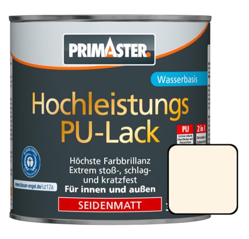 Primaster Hochleistungs PU-Lack 2L 2in1 Cremeweiß Seidenmatt Acryllack von Primaster