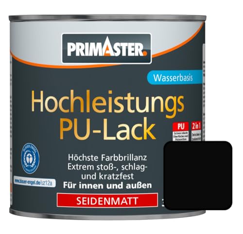 Primaster Hochleistungs PU-Lack 750ml 2in1 Tiefschwarz Seidenmatt Acryllack von Primaster