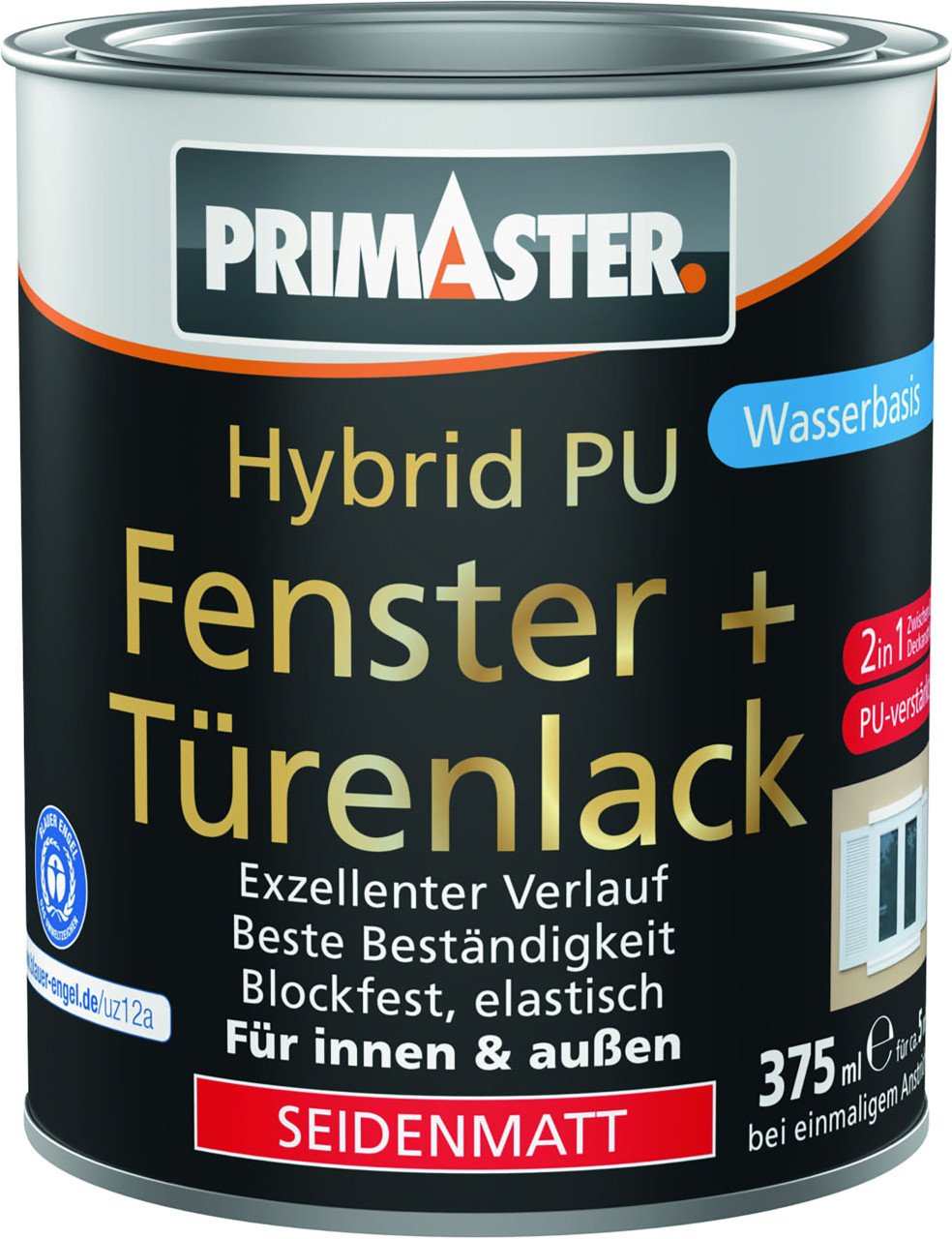 Primaster Hybrid PU-Fenster + Türenlack 375 ml weiß seidenmatt Primaster Hybrid PU-Fenster + Türenlack 375 ml weiß seidenmatt von Primaster