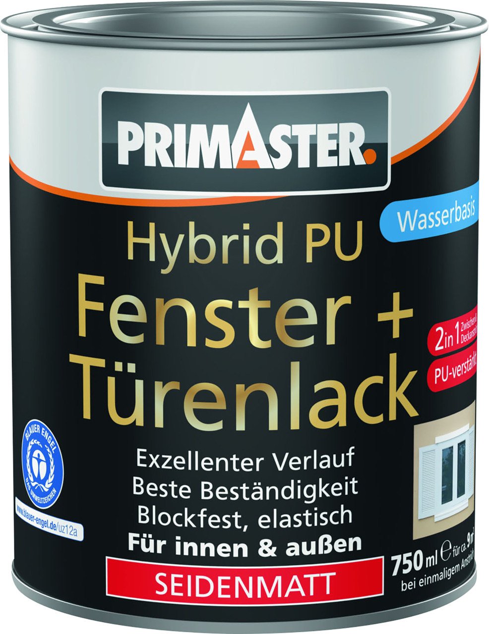 Primaster Hybrid PU-Fenster + Türenlack 750 ml weiß seidenmatt Primaster Hybrid PU-Fenster + Türenlack 750 ml weiß seidenmatt von Primaster