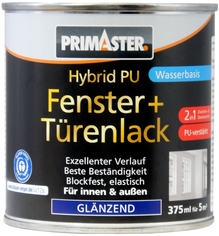 Primaster Hybrid-PU Fenster- u. Türenlack 375 ml weiß glänzend von Primaster