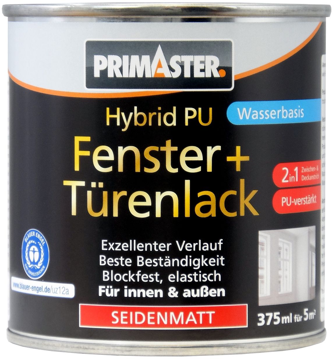 Primaster Hybrid-PU Fenster- u. Türenlack 375 ml weiß seidenmatt von Primaster