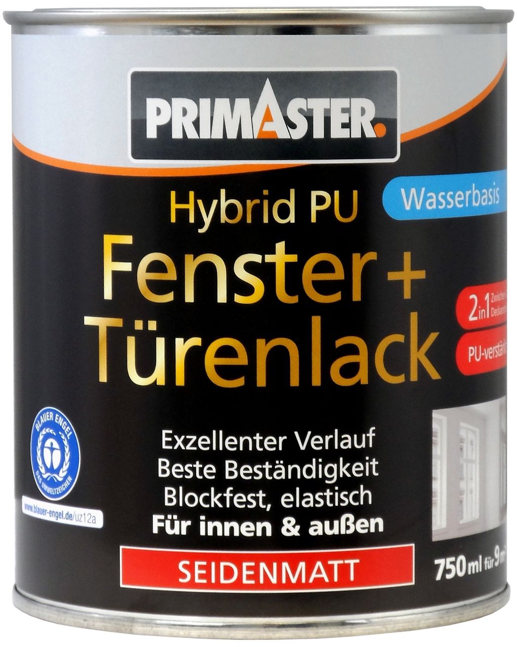Primaster Hybrid-PU Fenster- u. Türenlack 750 ml weiß seidenmatt von Primaster