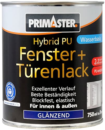 Primaster Hybrid-PU Fenster- u. Türenlack 750ml Weiß Glänzend Holz & Metall von Primaster