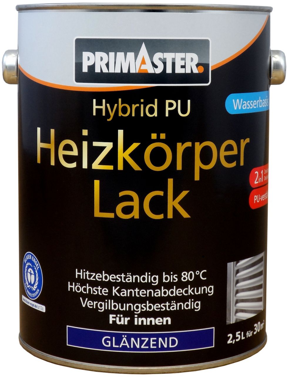 Primaster Hybrid-PU Heizkörperlack 2,5 L weiß glänzend von Primaster
