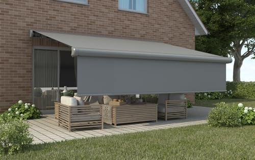 Primaster Kassetten-Markise elektrisch mit Volant Grau Markise von Primaster
