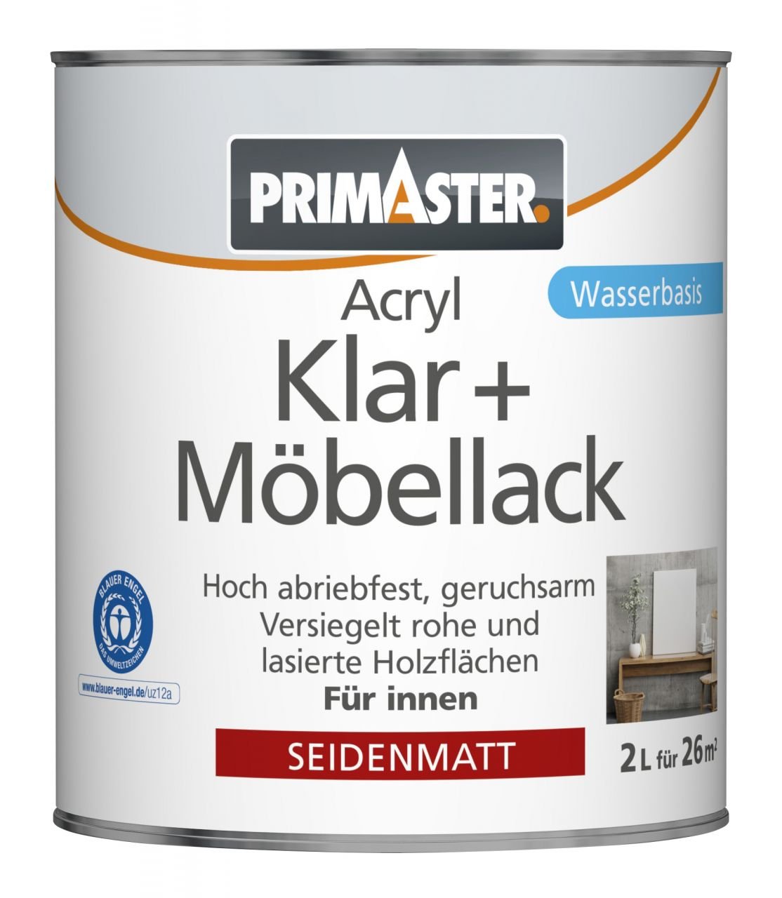 Primaster Klar und Möbellack 2 L farblos seidenmatt von Primaster