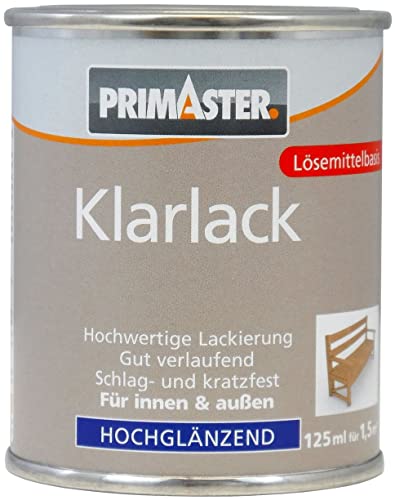 Primaster Klarlack 125ml Farblos Hochglänzend Decklack Versiegelung Holzlack von Primaster