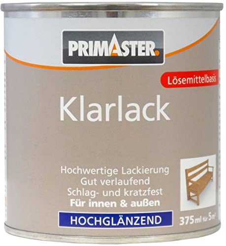 Primaster Klarlack 375ml Hochglänzend Farblos Decklack Versiegelung Holzlack von Primaster