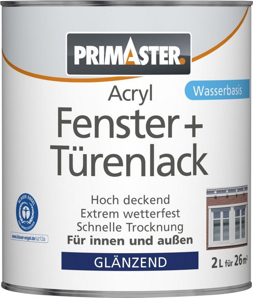 Primaster Lack Primaster Acryl Fenster- und Türenlack 2 L weiß von Primaster