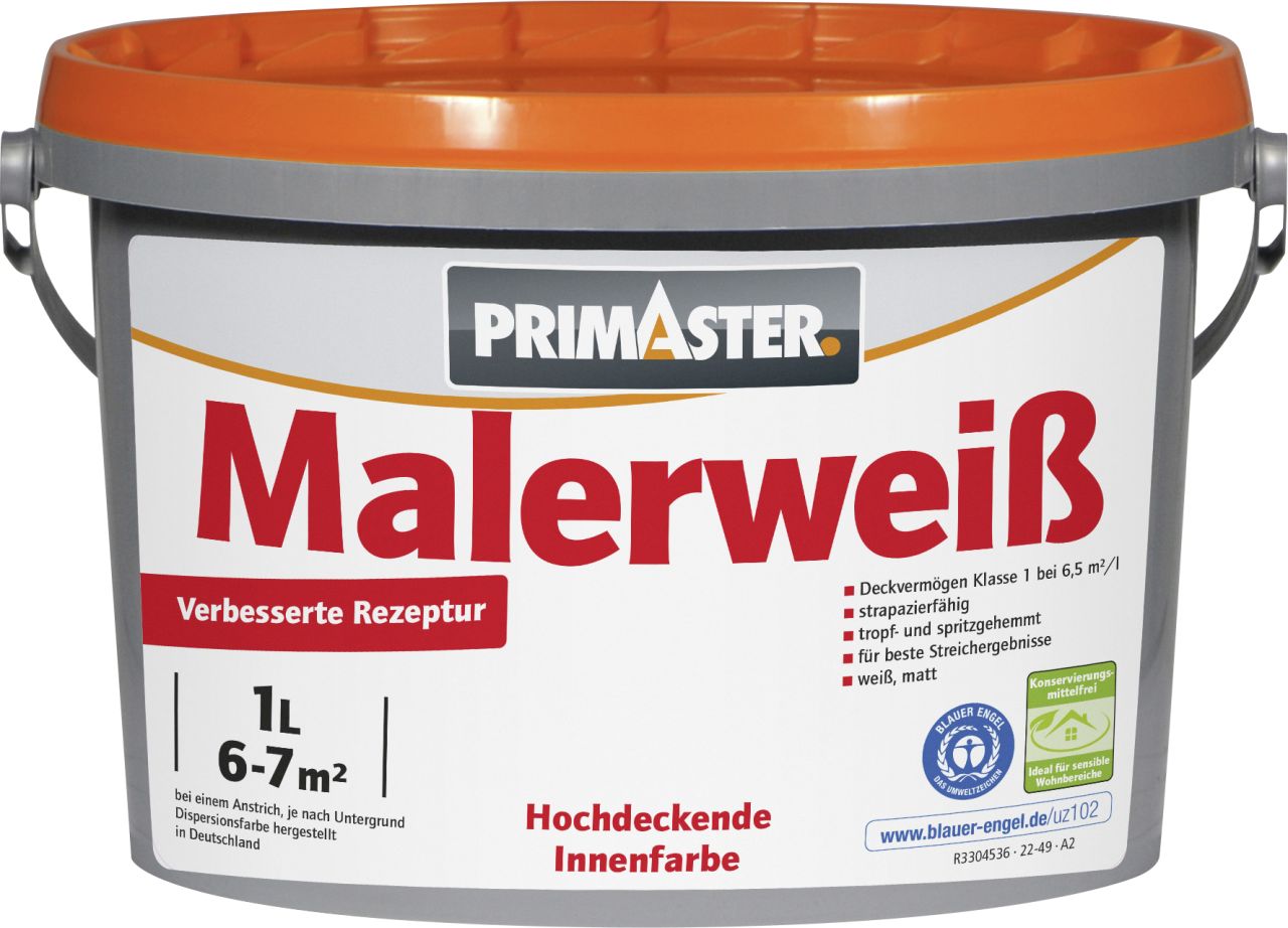 Primaster Malerweiß konservierungsmittelfrei 1 L von Primaster