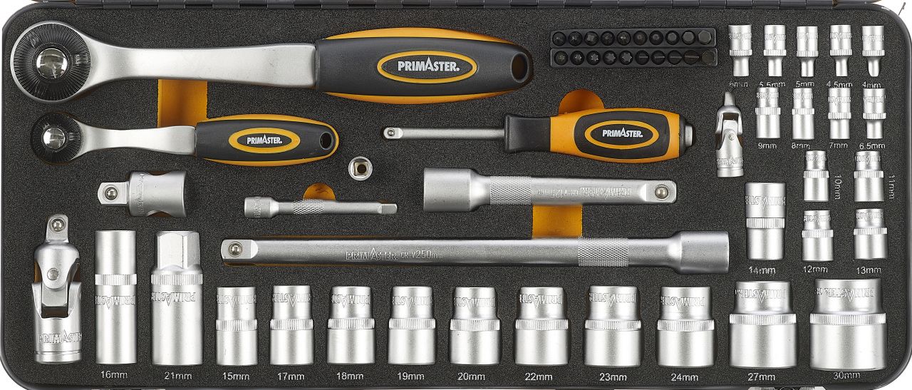 Primaster Mechaniker-Steckschlüssel-Set ST55 55-teilig 1/4 & 1/2 von Primaster