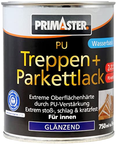 Primaster PU Treppen- und Parkettlack 2 in 1 750ml Farblos Glänzend Dielenlack von Primaster