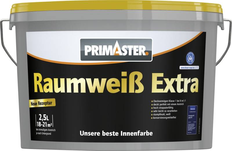 Primaster Raumweiß Extra Wandfarbe matt weiß konservierungsmittelfrei 2,5 L Primaster Raumweiß Extra Wandfarbe matt weiß konservierungsmittelfrei 2,5 L von Primaster