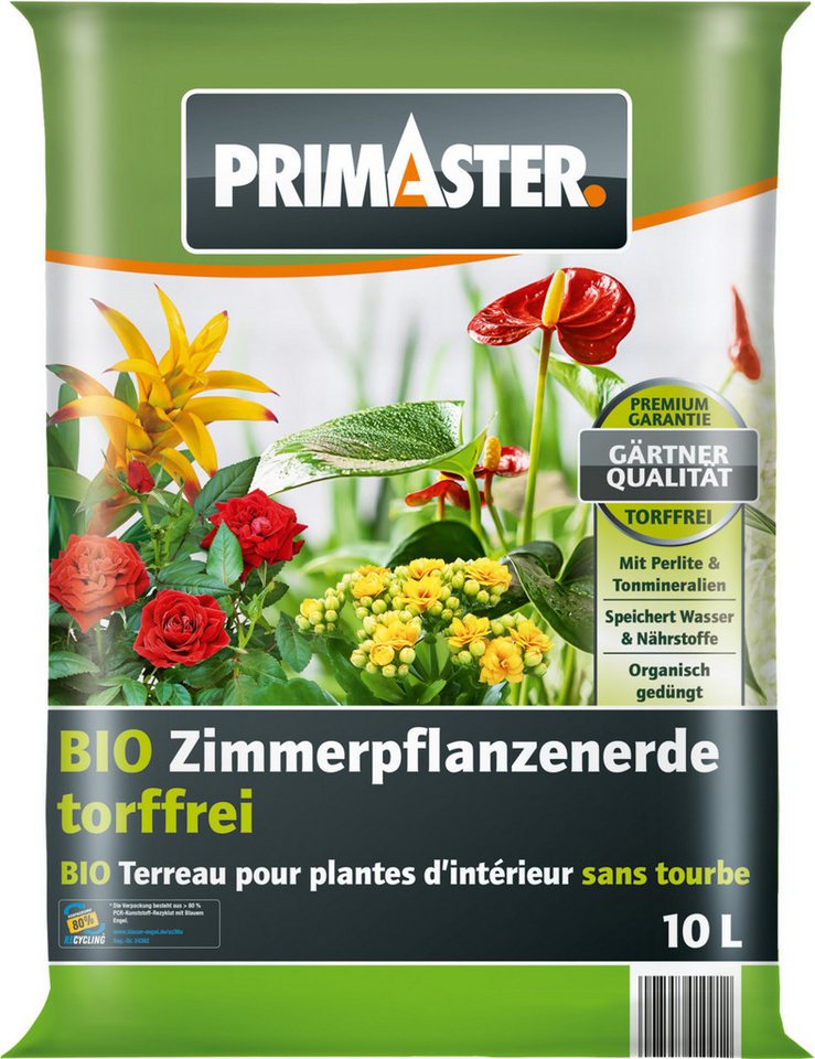 Primaster Spezialerde Primaster Bio Zimmerpflanzerde torffrei 10 L, Torffrei von Primaster