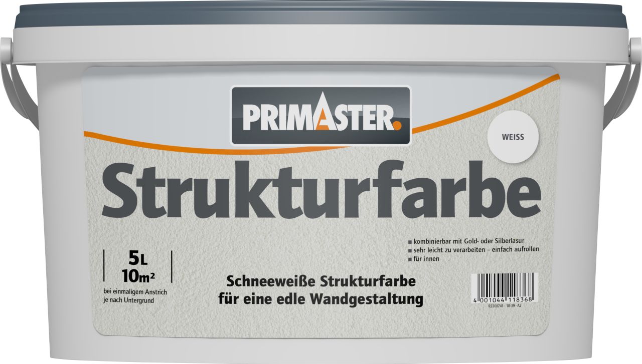 Primaster Strukturfarbe 5 L weiß von Primaster