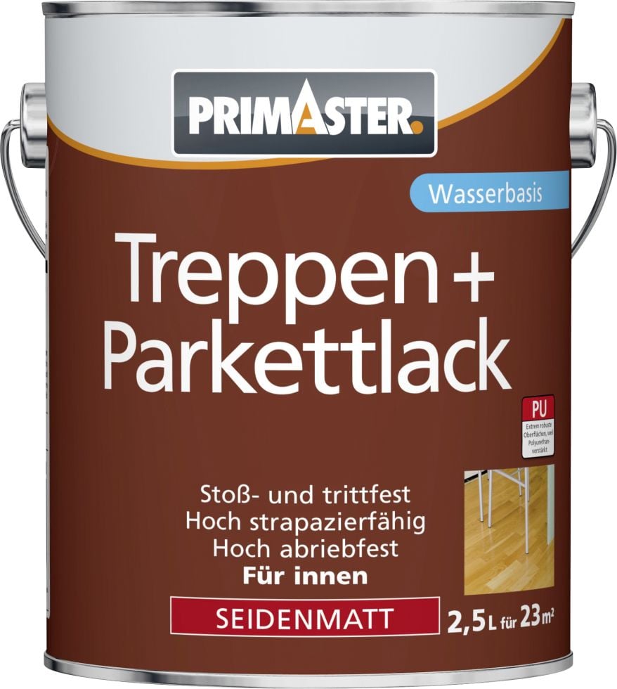 Primaster Treppen und Parkettlack 2,5 L seidenmatt von Primaster