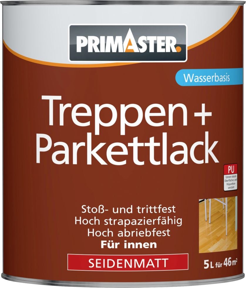 Primaster Treppen und Parkettlack 5 L seidenmatt von Primaster