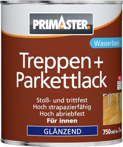 Primaster Treppen- und Parkettlack 750ml Transparent Glänzend Dielenlack von Primaster