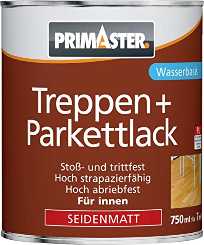 Primaster Treppen- und Parkettlack 750ml Transparent Seidenmatt Dielenlack von Primaster