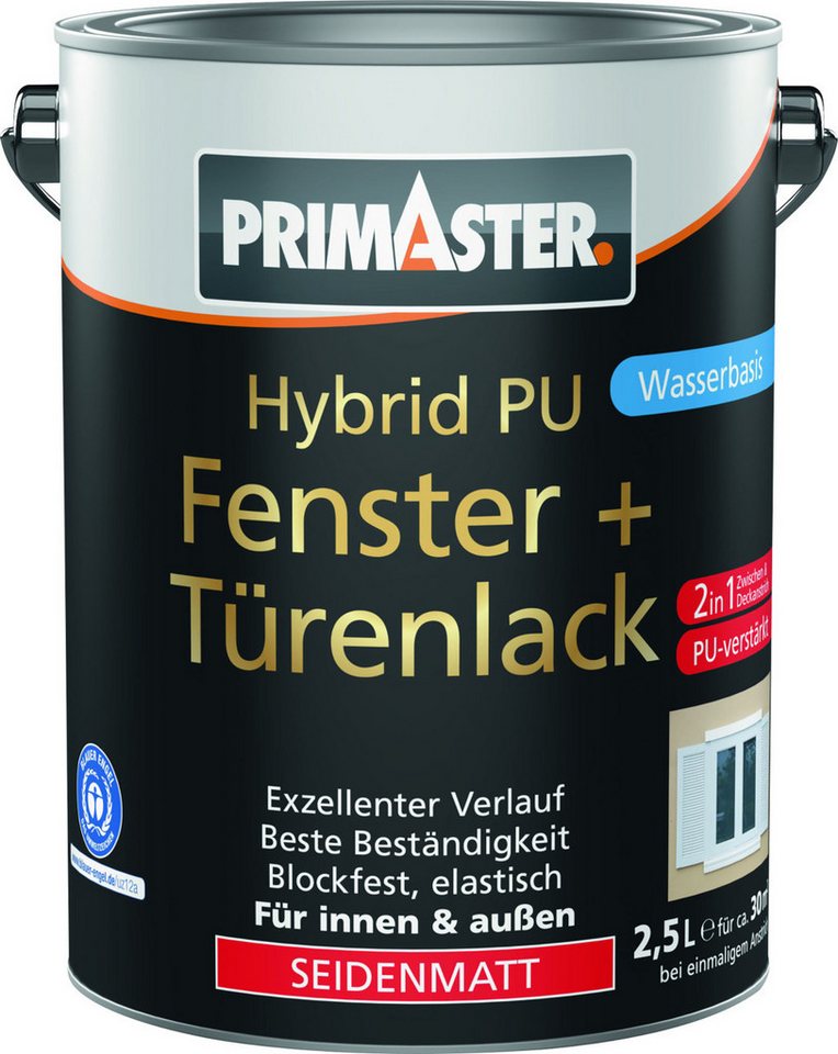 Primaster Tür- und Fensterlack Primaster Hybrid PU-Fenster + Türenlack 2,5 L weiß Primaster Tür- und Fensterlack Primaster Hybrid PU-Fenster + Türenlack 2,5 L weiß von Primaster