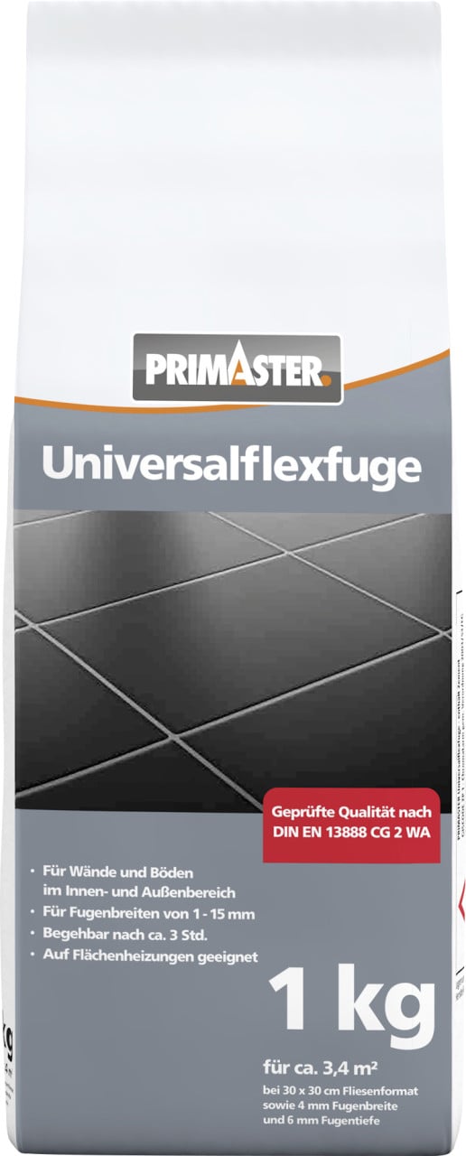 Primaster Universalflexfuge 1 - 15 mm zementgrau 1 kg von Primaster