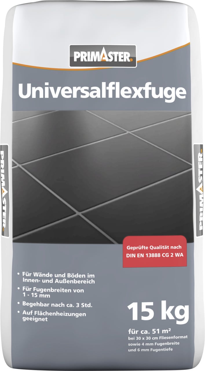 Primaster Universalflexfuge 1 - 15 mm zementgrau 15 kg von Primaster