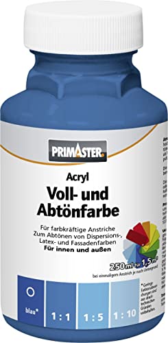 Primaster Voll- und Abtönfarbe 250ml Blau Matt Acryl Dispersionsfarbe von Primaster