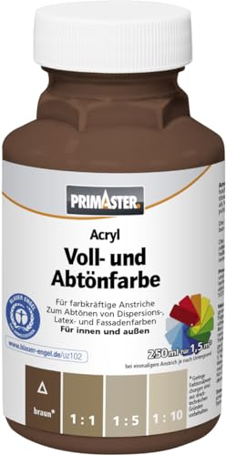 Primaster Voll- und Abtönfarbe 250ml Braun Matt Acryl Dispersionsfarbe von Primaster