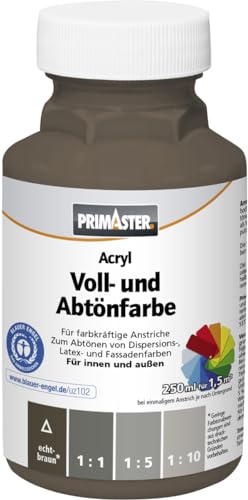 Primaster Voll- und Abtönfarbe 250ml Echtbraun Matt Acryl Dispersionsfarbe von Primaster