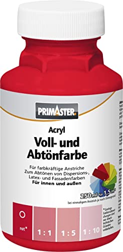 Primaster Voll- und Abtönfarbe 250ml Rot Matt Acryl Dispersionsfarbe von Primaster