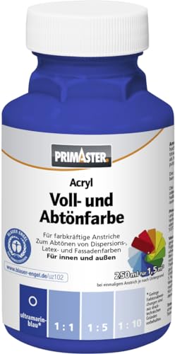 Primaster Voll- und Abtönfarbe 250ml Ultramarinblau Matt Acryl Dispersionsfarbe von Primaster