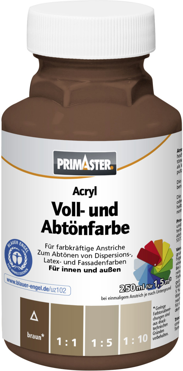 Primaster Voll- und Abtönfarbe 250 ml braun matt von Primaster