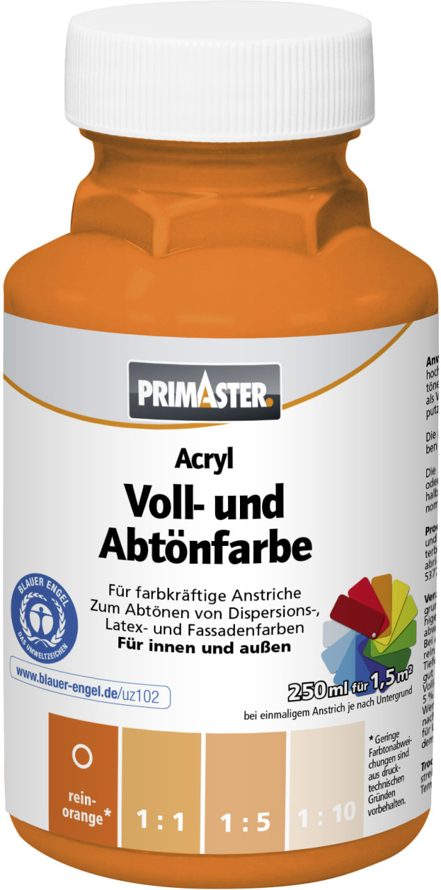 Primaster Voll- und Abtönfarbe 250 ml reinorange matt von Primaster