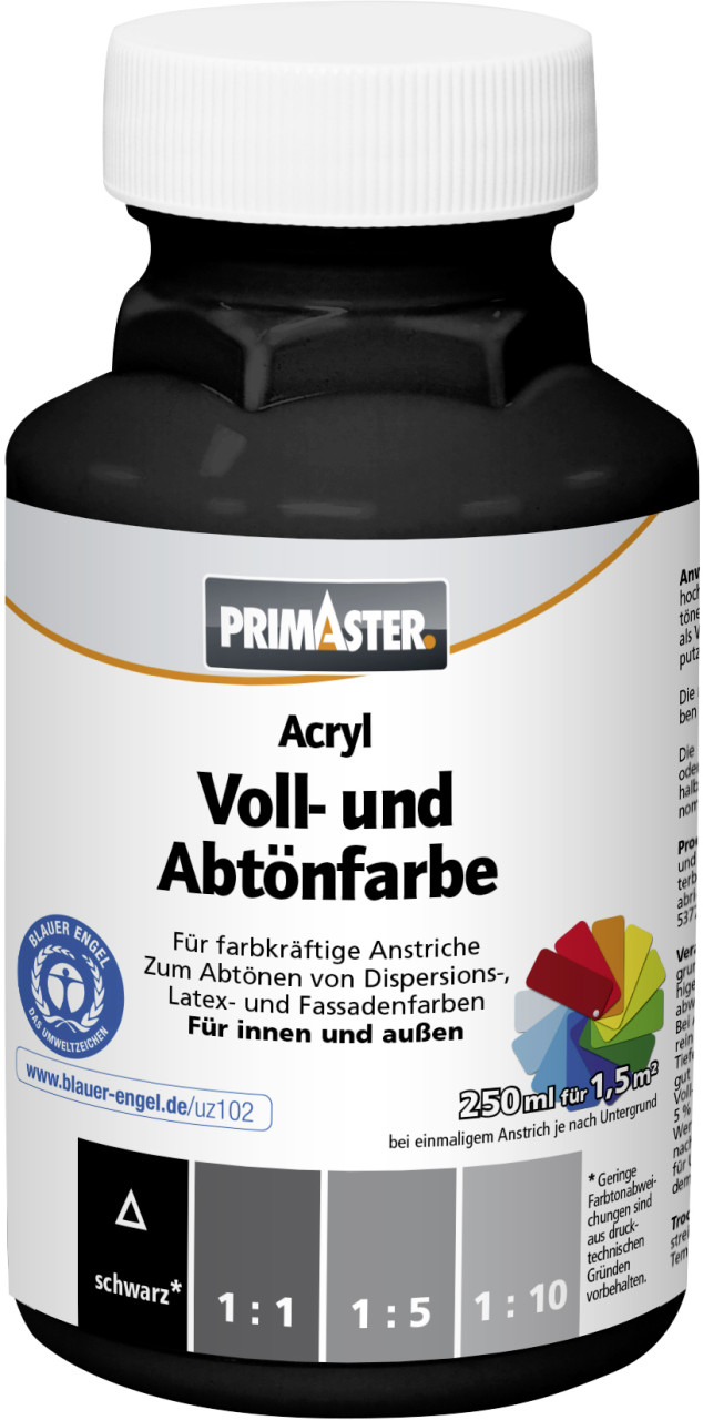 Primaster Voll- und Abtönfarbe 250 ml schwarz matt von Primaster