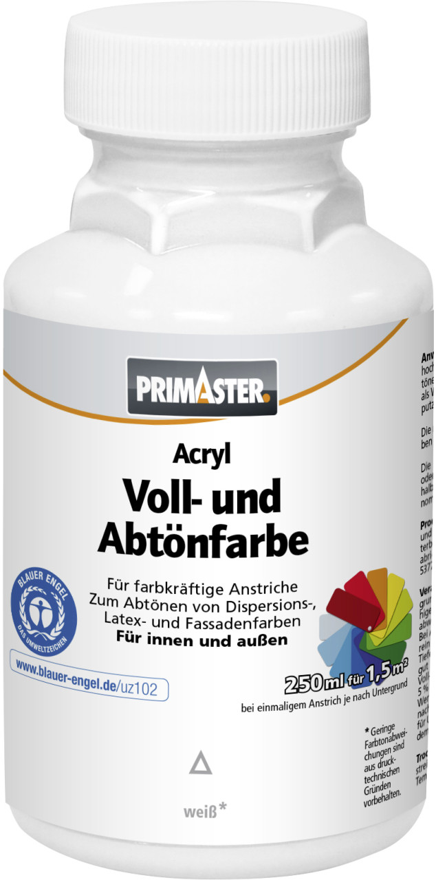Primaster Voll- und Abtönfarbe 250 ml weiß matt von Primaster