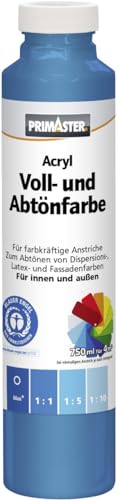 Primaster Voll- und Abtönfarbe 750ml Blau Matt Acryl Dispersionsfarbe von Primaster