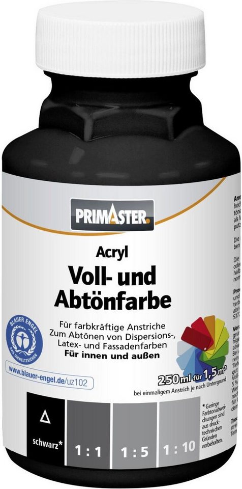 Primaster Vollton- und Abtönfarbe Primaster Voll- und Abtönfarbe 250 ml schwarz matt von Primaster