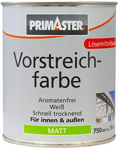 Primaster Vorstreichfarbe 750ml Weiß Matt Grundanstrich Holz&Metall Innen&Außen von Primaster