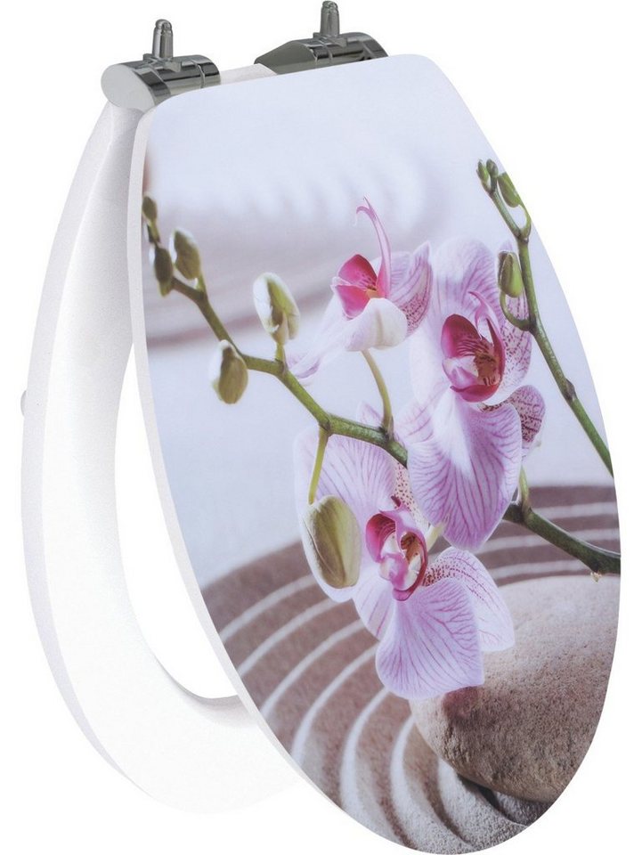 Primaster WC-Sitz Primaster WC-Sitz mit Absenkautomatik Flower weiß, Abnehmbar Absenkautomatik Edelstahlscharniere von Primaster