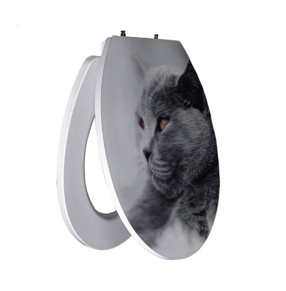 Primaster WC-Sitz Primaster WC-Sitz mit Absenkautomatik Katze 3D, Abnehmbar Absenkautomatik von Primaster